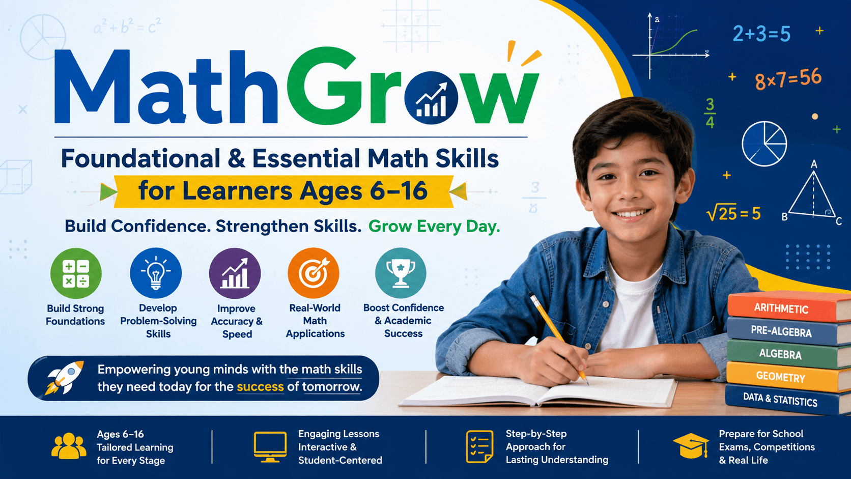 MathGrow: Foundational & Essential Math Skills for Learners Ages 6–16
