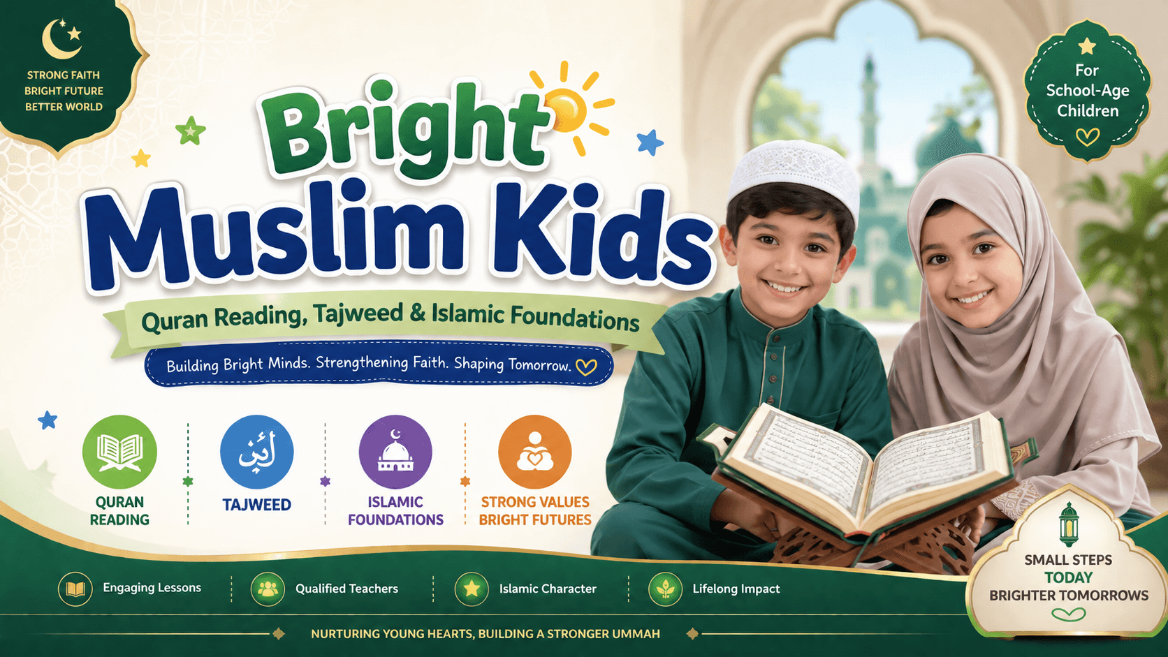 Bright Muslim Kids – Quran Reading, Tajweed & Islamic Foundations for School-Age Children