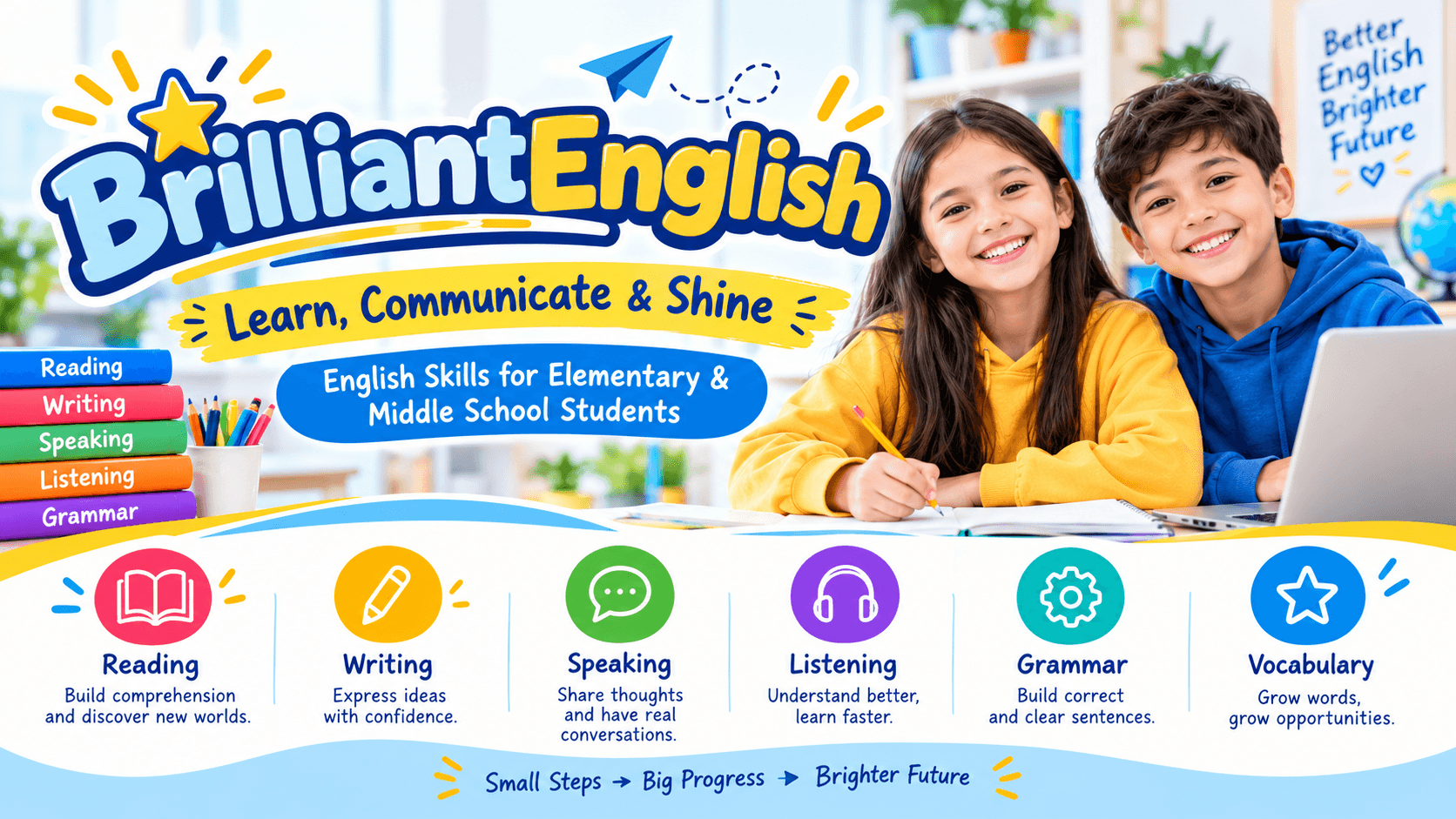 BrilliantEnglish:Learn, Communicate & Shine — English Skills for Elementary & Middle School Students