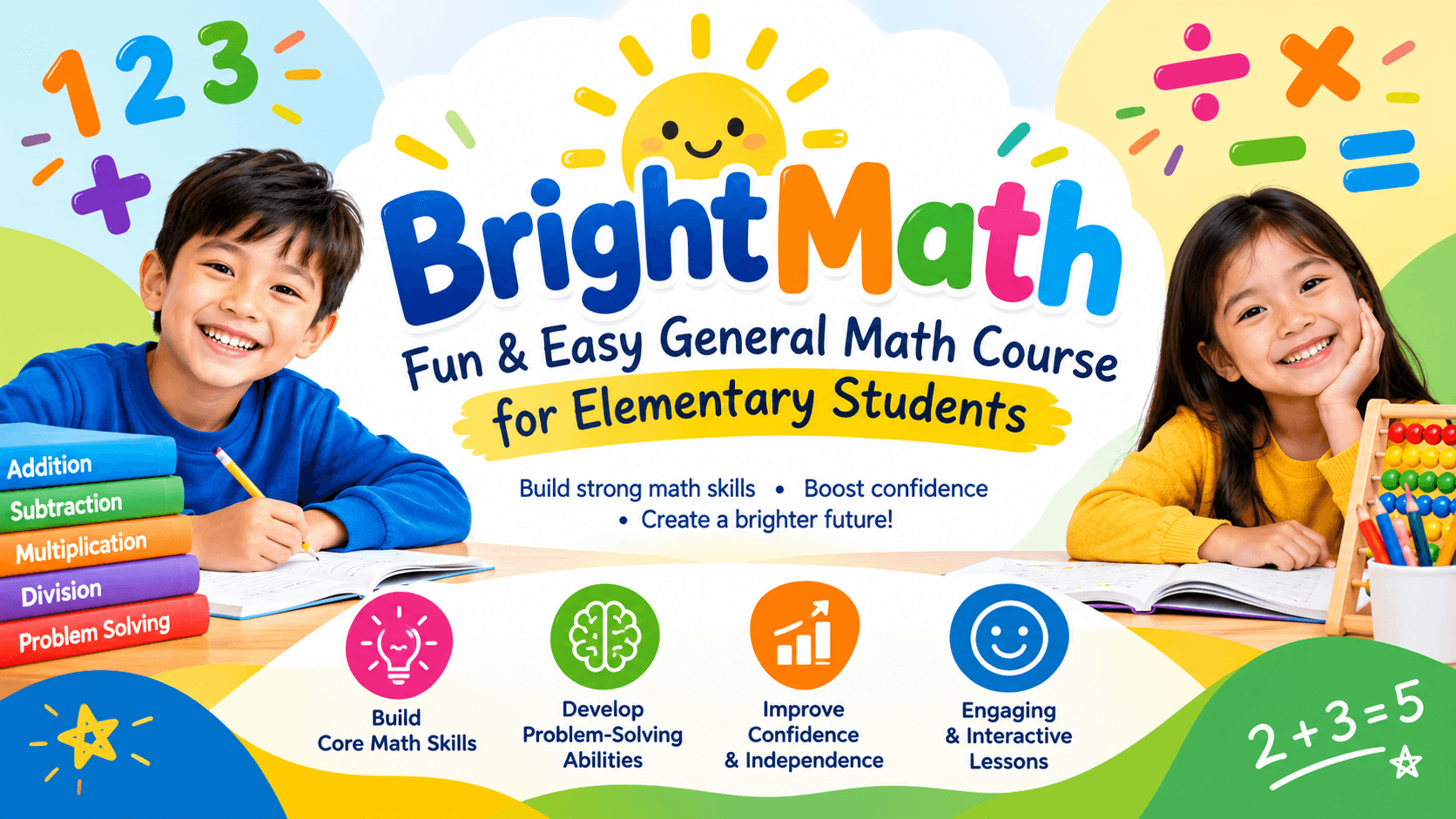 BrightMath: Fun & Easy General Math Course for Elementary Students