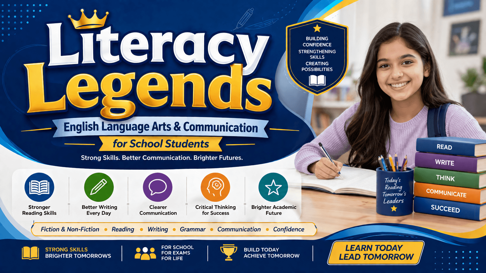 Literacy Legends: English Language Arts & Communication for School Students