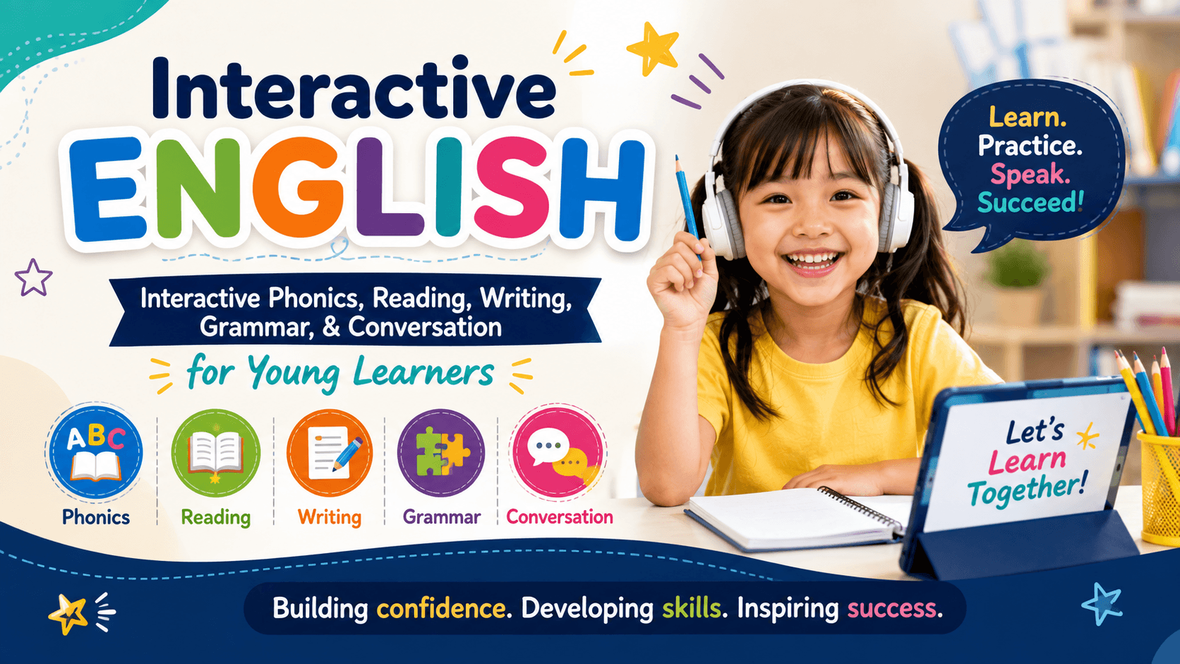Interactive Phonics, Reading, Writing, Grammar, & Conversation for Learners of All Ages.
